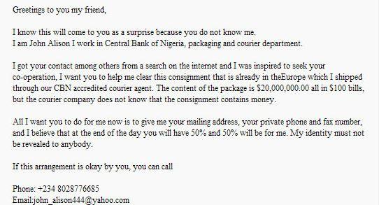 spam email 419 scam